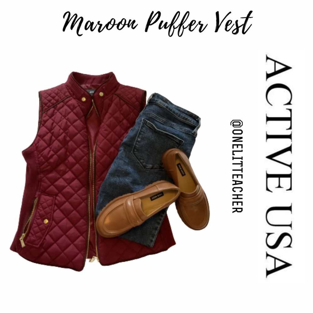 Active USA Maroon Puffer Vest